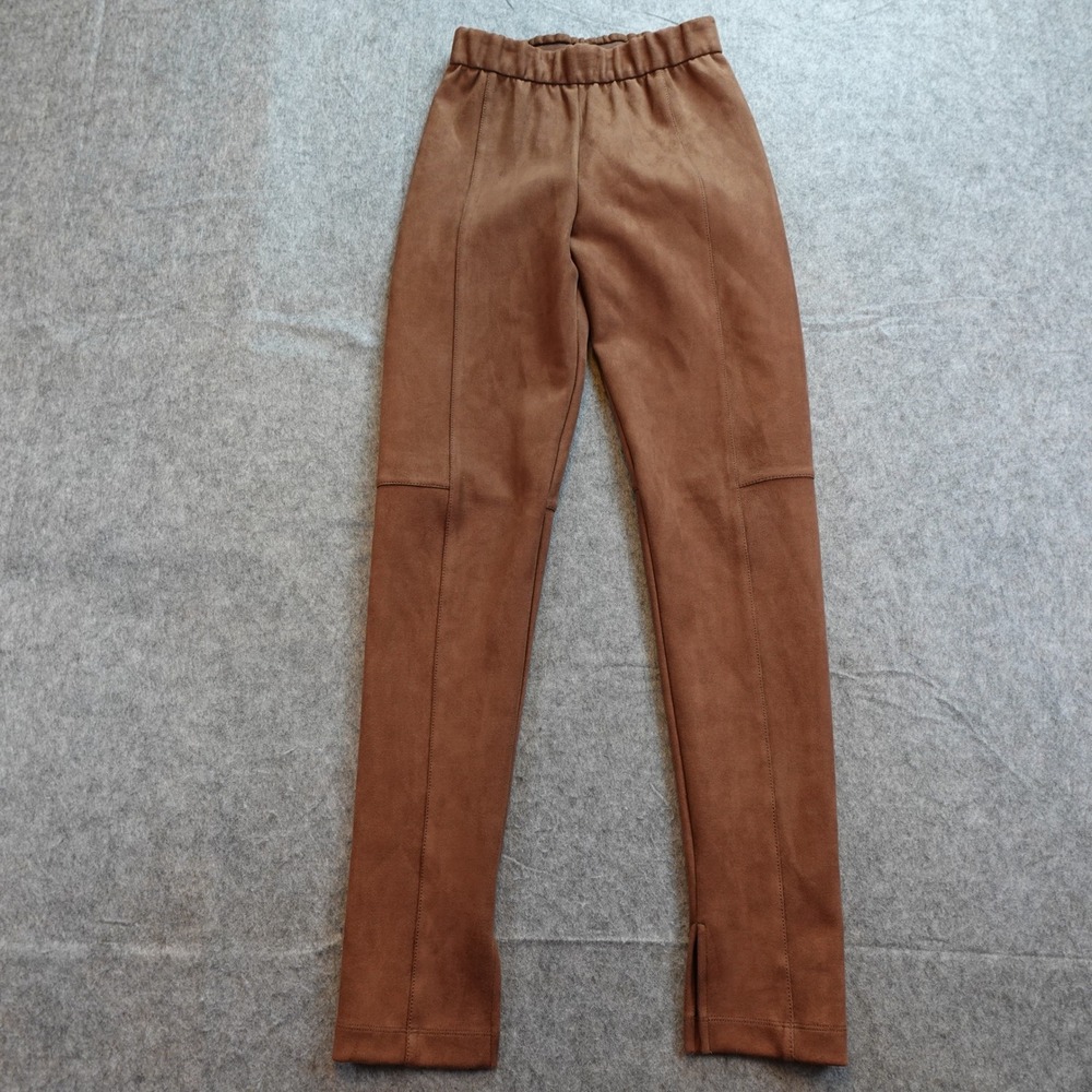 BCBG MaxAzria Pants Womens Extra Small Brown Faux Suede Leggings Skinny Pull‎ On